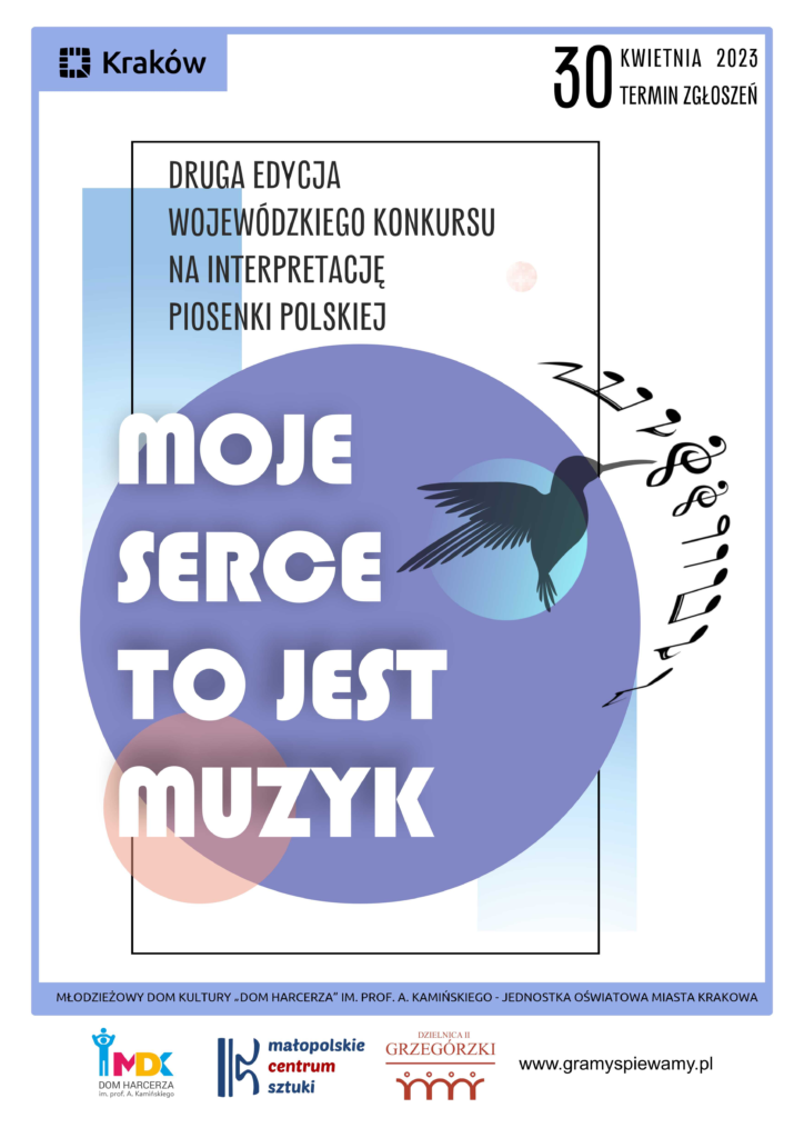 Plakat drugiej edycji Wojewódzkiego Konkursu na Interpretację Piosenki Polskiej 2023